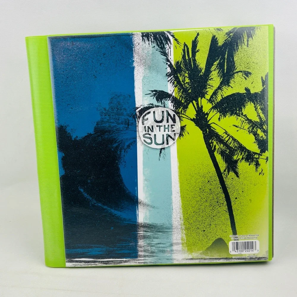Mead Fun In The Sun Trapper Keeper 1.5 Inch Binder Palm Trees Lime Green 24014